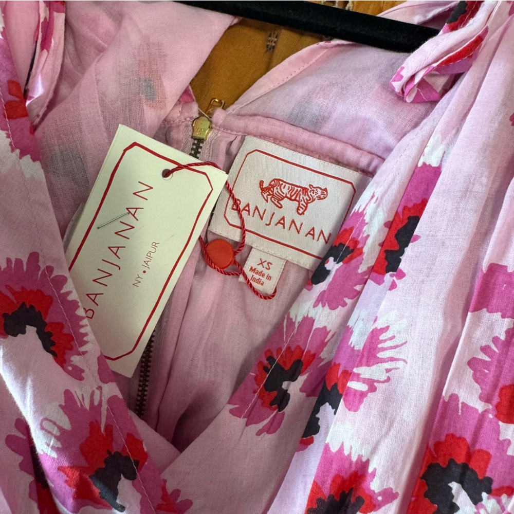 Banjanan 100% Cotton Pink Floral Maxi Dress XS - Picture 4 of 6